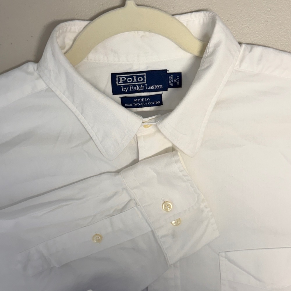 Polo Ralph Lauren Andrew Shirt Mens 18 36/37 XXLT White Cotton Button Down